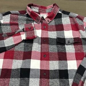 Woolrich‎ Mens 2XL Red Black White Buffalo Plaid Flannel Button Down Shirt